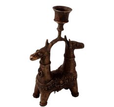 Handcrafted Brass Camel Candle Stand in Folk Art