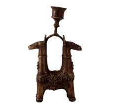 Handcrafted Brass Camel Candle Stand in Folk Art