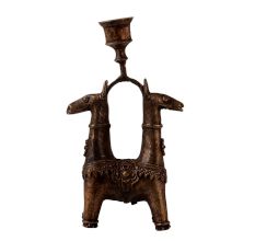 Handcrafted Brass Camel Candle Stand in Folk Art