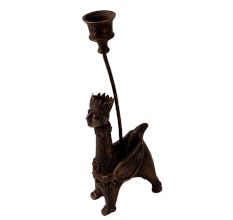 Vintage Brass Animal Candle Holder in Folk Art