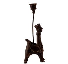 Vintage Brass Animal Candle Holder in Folk Art