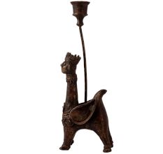 Vintage Brass Animal Candle Holder in Folk Art