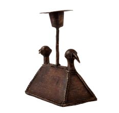 Vintage Brass Two Bird Head Candle Stand