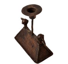 Vintage Brass Two Bird Head Candle Stand