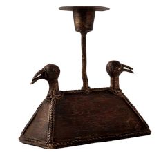 Vintage Brass Two Bird Head Candle Stand