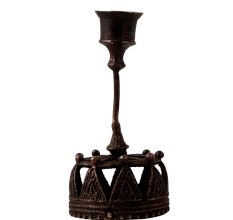Brass Crown Candle Stand in Folk Art for Decor