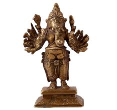 Brass Vira Ganapati or Ganesha Statue