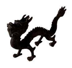 Elegant Black Dragon Statue in Chinese Art