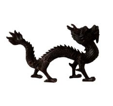 Elegant Black Dragon Statue in Chinese Art