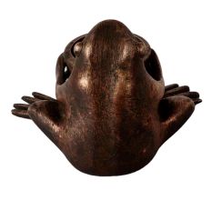 Elegant Brown Brass Frog with Pot in English Art