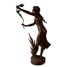 19th Century Classical Brass Women Statue