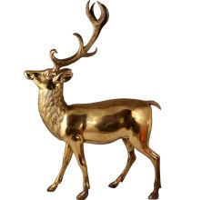 Brass Standing Deer Statue
