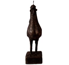 Brass Rooster Standing On Square Jali Base