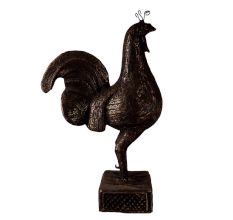 Brass Rooster Standing On Square Jali Base