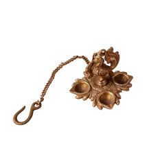 Brass Peacock Oil Lamp with Chain for Hanging