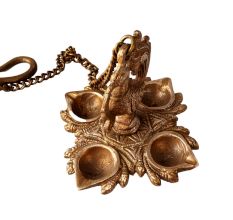 Brass Peacock Oil Lamp with Chain for Hanging