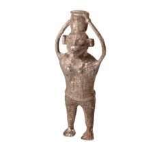 Vintage Folk Brass Statue in Tribal Art