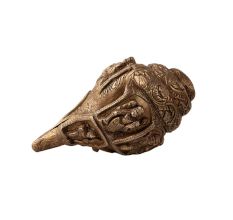 Brass Conch with Gods Carved Statues