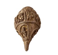 Brass Conch with Gods Carved Statues