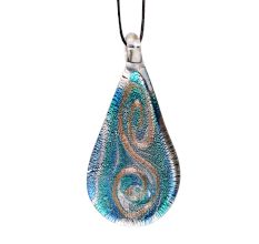 Oval Turquoise Lampwork Glass Pendant for Jewellry Making - 1 Piece