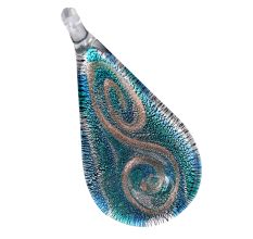 Oval Turquoise Lampwork Glass Pendant for Jewellry Making - 1 Piece