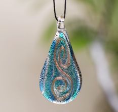 Oval Turquoise Lampwork Glass Pendant for Jewellry Making - 1 Piece