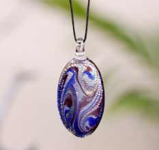 Lampwork Multicolor Oval Glass Pendant for Jewellry Making - 1 Piece