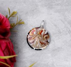 Round Multicolor Lampwork Glass Pendant for Necklace - 1 Piece