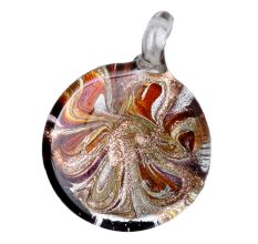 Round Multicolor Lampwork Glass Pendant for Necklace - 1 Piece
