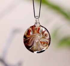Round Multicolor Lampwork Glass Pendant for Necklace - 1 Piece
