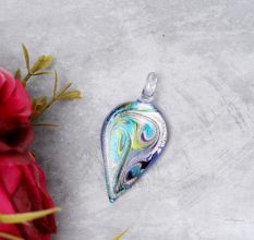 Leaf Multicolor Lampwork Glass Pendant for Jewellry Making - 1 Piece