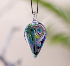Leaf Multicolor Lampwork Glass Pendant for Jewellry Making - 1 Piece
