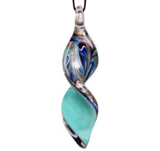 Twist Leaf Multicolor Lampwork Glass Pendant for Necklace - 1 Piece