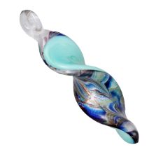 Twist Leaf Multicolor Lampwork Glass Pendant for Necklace - 1 Piece