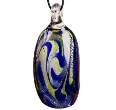 Lampwork Blue Oval Glass Pendant for Gift - 1 Piece