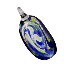 Lampwork Blue Oval Glass Pendant for Gift - 1 Piece