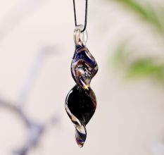 Lampwork Multicolor Twist Leaf Glass Pendant for Necklace - 1 Piece