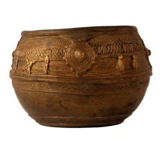 Traditional Rice Measurement or Mana Bowl in Antique Brown Finish