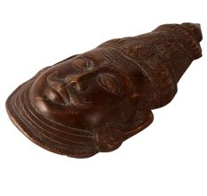 Brass Repousse Decorated Muniswaran God Shiv Murti Mask Cover