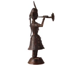 Handmade Brass Statues of a Musician Lady