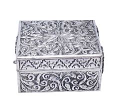 Square Silver Plated Floral Engraved Storage Box