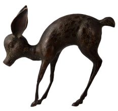 Handmade Brass Baby Deer Statue in English Art