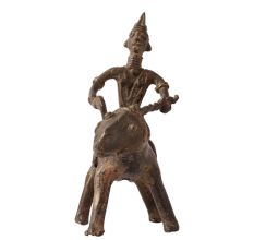 Vintage Brass Animal & Rider Statue in Tribal Art
