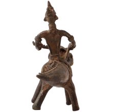 Vintage Brass Animal & Rider Statue in Tribal Art