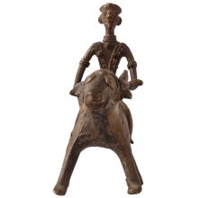 Elegant Brown Animal & Rider Statue for Decor