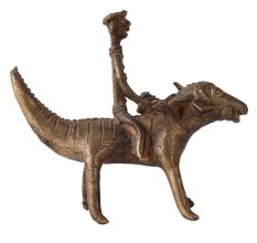 Elegant Brown Animal & Rider Statue for Decor