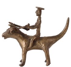 Brass Statue of Animal & Rider in Antique Finish