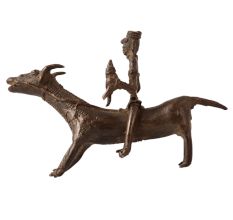 Vintage Brass Animal & Rider Statue for Decor