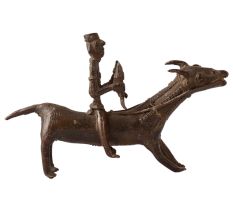 Vintage Brass Animal & Rider Statue for Decor