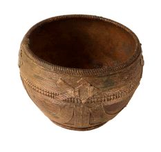 Engraved Brass Rice Measuring or Mana Bowl in Brown Finish